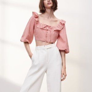 Zara Cropped Striped Blouse size Small